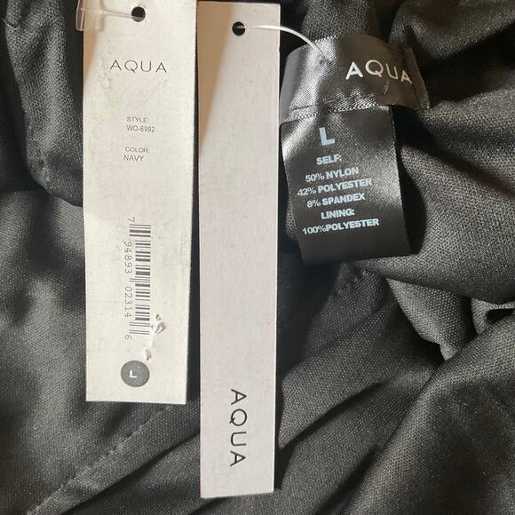 Blue Sequined Lace Cocktail Dress Size 6 Sleeveless V-Neck Mini Sheath by AQUA - Picture 7 of 10